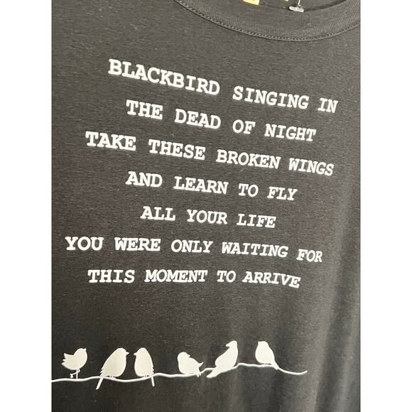 Chaser The Beatles Blackbird Lyrics Black Short Sleeve Crewneck Tee Size S NWT - Picture 3 of 8